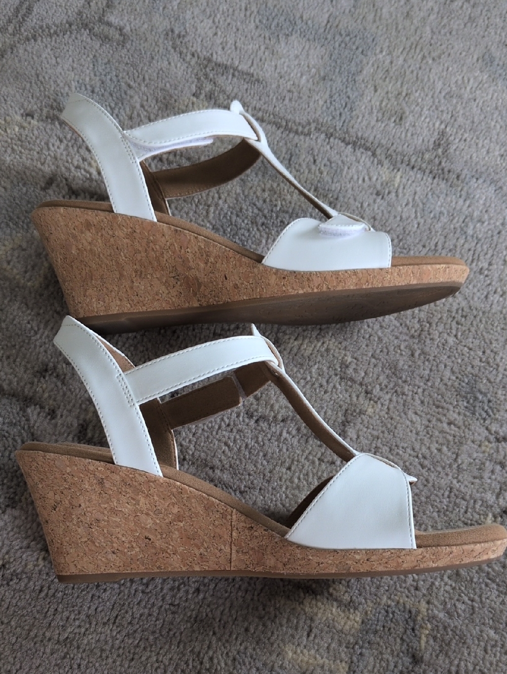 Rockport Blanca White T-Strap Cork Wedge Sandals - Picture 8 of 9